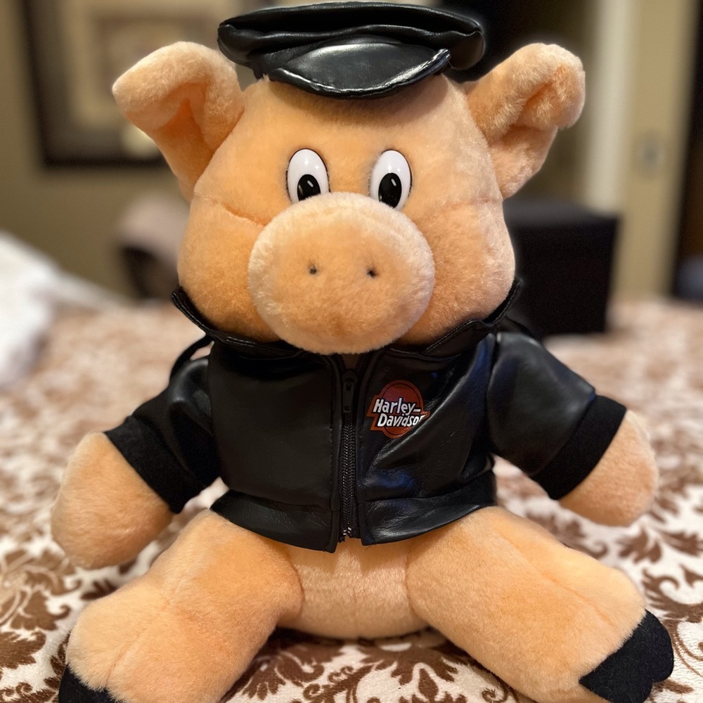 Harley Davidson Plush Hog in Leather Vest